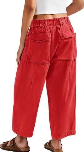 Yanekop Womens Wide Leg Capri Pants Barrel Summer Casual Baggy Harem Pants Cropped Comfy Palazzo High Waisted Trousers in Saudi Arabia