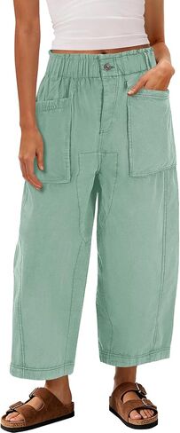 Yanekop Womens Wide Leg Capri Pants Barrel Summer Casual Baggy Harem Pants Cropped Comfy Palazzo High Waisted Trousers in Saudi Arabia
