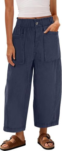Yanekop Womens Wide Leg Capri Pants Barrel Summer Casual Baggy Harem Pants Cropped Comfy Palazzo High Waisted Trousers in Saudi Arabia