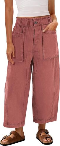 Yanekop Womens Wide Leg Capri Pants Barrel Summer Casual Baggy Harem Pants Cropped Comfy Palazzo High Waisted Trousers in Saudi Arabia
