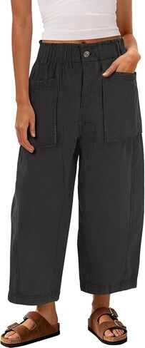 Yanekop Womens Wide Leg Capri Pants Barrel Summer Casual Baggy Harem Pants Cropped Comfy Palazzo High Waisted Trousers in Saudi Arabia