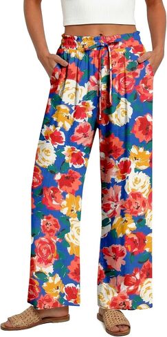 Magritta Women's Casual Linen Pants Beach Trendy Loose Trousers High Waist Wide Leg Cropped Palazzo with Pockets in Saudi Arabia
