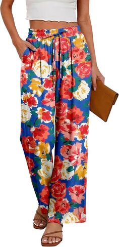 Magritta Women's Casual Linen Pants Beach Trendy Loose Trousers High Waist Wide Leg Cropped Palazzo with Pockets in Saudi Arabia
