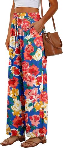 Magritta Women's Casual Linen Pants Beach Trendy Loose Trousers High Waist Wide Leg Cropped Palazzo with Pockets in Saudi Arabia