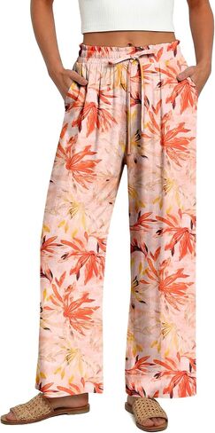 Magritta Women's Casual Linen Pants Beach Trendy Loose Trousers High Waist Wide Leg Cropped Palazzo with Pockets in Saudi Arabia