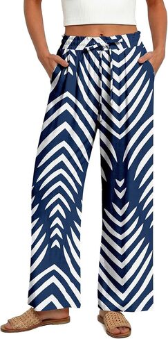 Magritta Women's Casual Linen Pants Beach Trendy Loose Trousers High Waist Wide Leg Cropped Palazzo with Pockets in Saudi Arabia