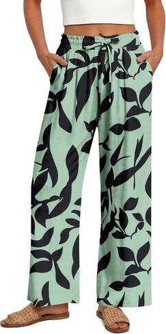 Magritta Women's Casual Linen Pants Beach Trendy Loose Trousers High Waist Wide Leg Cropped Palazzo with Pockets in Saudi Arabia
