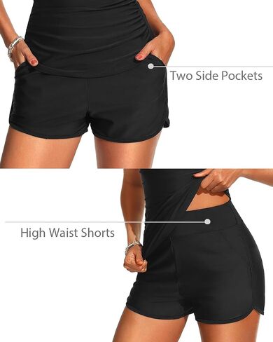 Talisea Womens Tankini Swimsuits with Shorts - Two Piece Tummy Control Bathing Suits with Pockets V Neck Swimwear Boyshorts in Kuwait