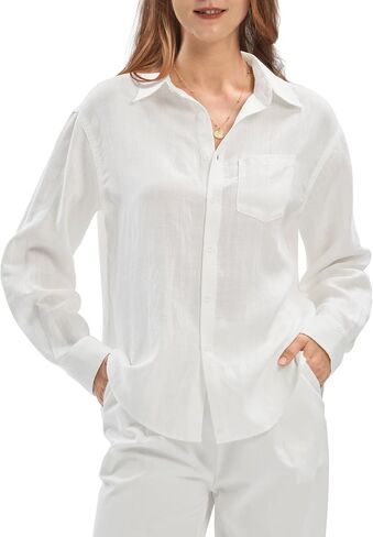 Willit Women's Linen Shirts Button Down Shirts Long Sleeve Beach Casual Summer Tops for Women Loose Fit Blouses in Kuwait