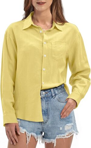 Willit Women's Linen Shirts Button Down Shirts Long Sleeve Beach Casual Summer Tops for Women Loose Fit Blouses in Kuwait