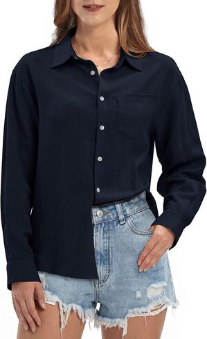 Willit Women's Linen Shirts Button Down Shirts Long Sleeve Beach Casual Summer Tops for Women Loose Fit Blouses in Kuwait