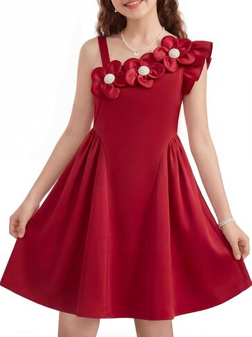Girls Formal Dress Summer Floral Dresses for Girls Graduation Flower Party A-Line Flowy Sundress Size 4-12 in Saudi Arabia