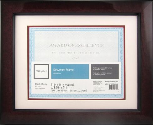 Realspace™ Plastic Photo/Document Frame, 11" x 14", Matted For 8-1/2" x 11", Black Cherry in Kuwait