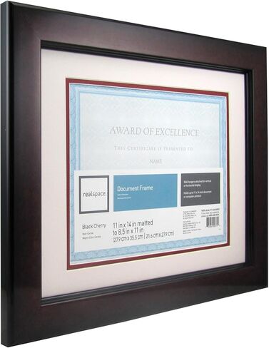 Realspace™ Plastic Photo/Document Frame, 11" x 14", Matted For 8-1/2" x 11", Black Cherry in Kuwait