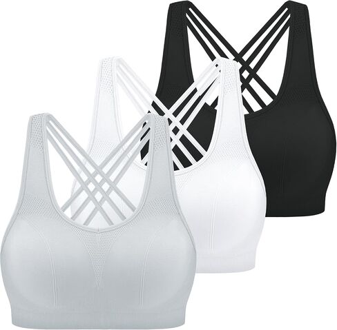 Strappy Padded Sports Bras for Women Seamless Support Yoga Workout Active Gym Tops in Saudi Arabia