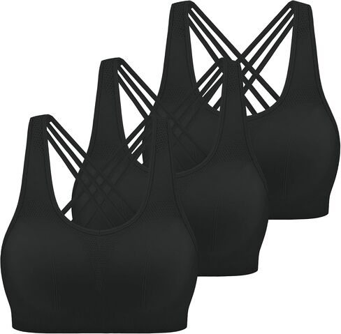 Strappy Padded Sports Bras for Women Seamless Support Yoga Workout Active Gym Tops in Saudi Arabia