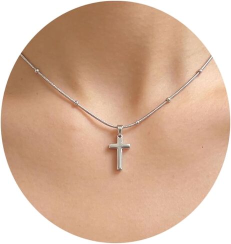 Cross Necklace for Women Girls, Stainless Steel Small Cross Necklace for Women - Non Tarnish Dainty Christian Faith Pendant Necklaces Gifts for Mom Wife, Birthday Jewelry Gift for Her in Kuwait