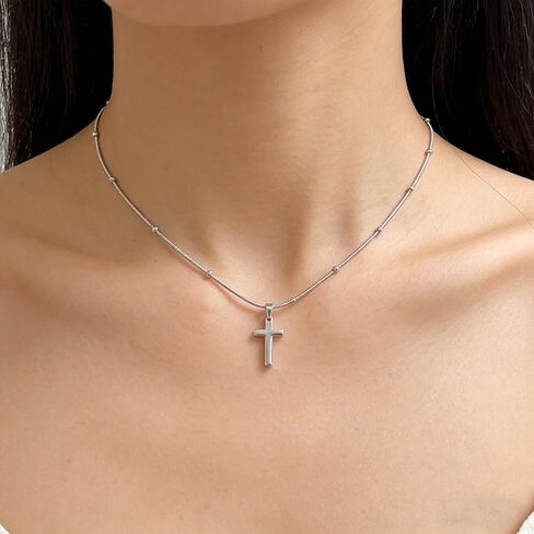 Cross Necklace for Women Girls, Stainless Steel Small Cross Necklace for Women - Non Tarnish Dainty Christian Faith Pendant Necklaces Gifts for Mom Wife, Birthday Jewelry Gift for Her in Kuwait
