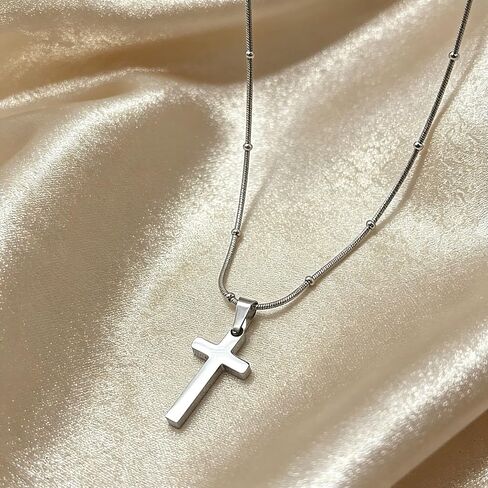 Cross Necklace for Women Girls, Stainless Steel Small Cross Necklace for Women - Non Tarnish Dainty Christian Faith Pendant Necklaces Gifts for Mom Wife, Birthday Jewelry Gift for Her in Kuwait