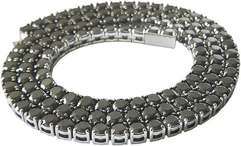 3/4/5mm Black Moissanite Tennis Chain Necklace Silver 316L Stainless Steel Diamond Necklace for Men Women Wedding Anniversary Birthday Gifts Handmade Jewelry Gift for Him Husband in Saudi Arabia