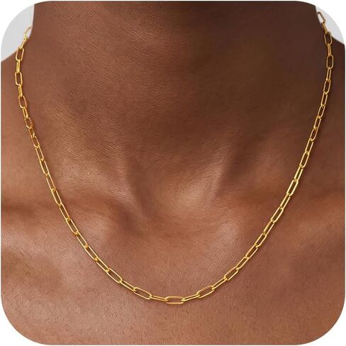 S925 Sterling Silver Necklace for Women, 4mm Sterling Silver Paperclip Chain Necklace Thick Sturdy Colourfast Necklaces Jewelry for Women 16/18/20/22 Inch in Saudi Arabia