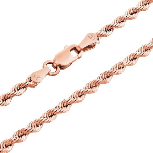 قلادة Nuragold 14k من الذهب الوردي الحقيقي 2.5 ملم سلسلة من قطع الماس (16 "-30") مجوهرات إيطالية للرجال والنساء in Kuwait