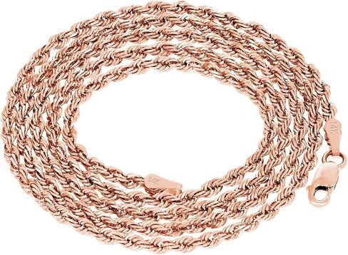 قلادة Nuragold 14k من الذهب الوردي الحقيقي 2.5 ملم سلسلة من قطع الماس (16 "-30") مجوهرات إيطالية للرجال والنساء in Kuwait