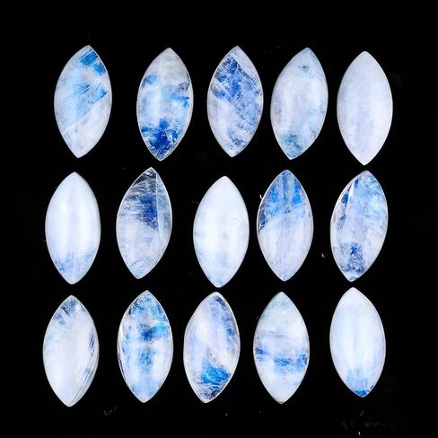 5pcs Rainbow Moonstone Cabochons Gemstone Crystals, Wholesale Bulk Lot, Wire Wrapping, Natural Stones, Jewelry Making Supplies, DIY, Décor, Gem Collection 18X9 MM, Marquise in Kuwait