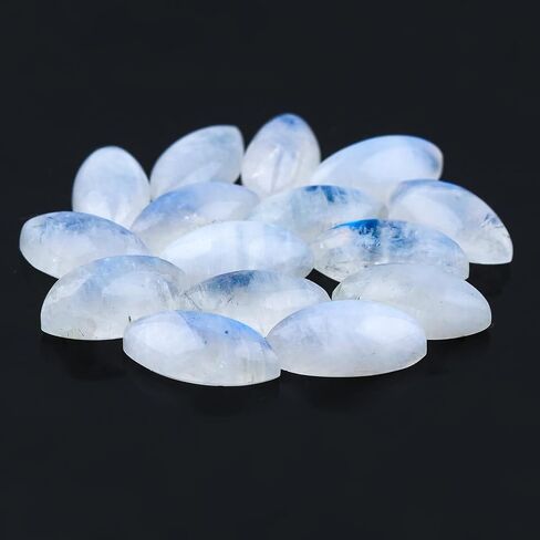 5pcs Rainbow Moonstone Cabochons Gemstone Crystals, Wholesale Bulk Lot, Wire Wrapping, Natural Stones, Jewelry Making Supplies, DIY, Décor, Gem Collection 18X9 MM, Marquise in Kuwait