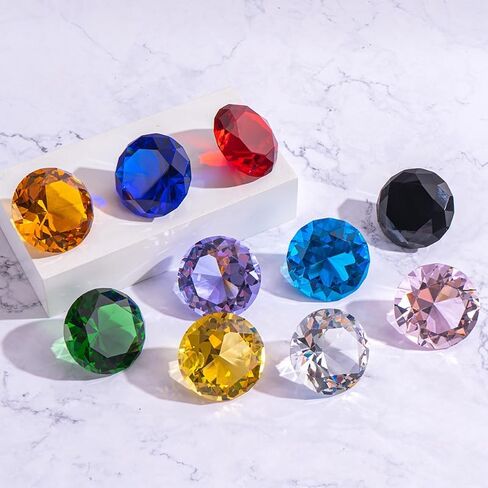 10 Pcs 0.78 Inch Colorful Crystal Diamonds – Faceted Glass Diamond Prism Gems with Grid Gift Box, Creative Decor for Home & Weddings in Kuwait