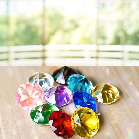 10 Pcs 0.78 Inch Colorful Crystal Diamonds – Faceted Glass Diamond Prism Gems with Grid Gift Box, Creative Decor for Home & Weddings in Kuwait