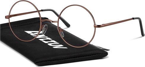 Retro Round Fake Glasses Men Women,Non-Prescription Circle Clear Lens Lightweight Metal Frame Eyeglasses,100% UV400 in Saudi Arabia