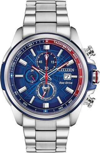 Citizen Men's Eco-Drive Marvel Spider Man Watch in Stainless Steel, Spider Man Art Blue and Red Dial (Model: CA0429-53W) in Kuwait