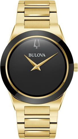 Bulova Mens Modern Millenia Gold Stainless Steel 2-Hand Quartz Watch, Black Dial Style: 97a183 in Kuwait