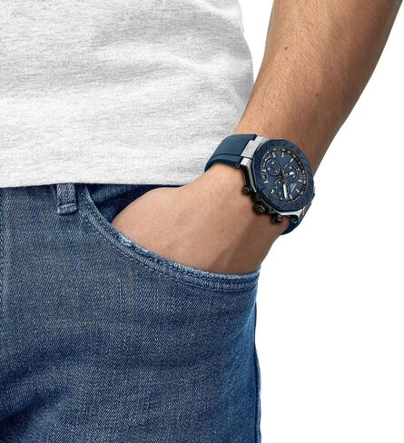 Tissot T-Race 45mm, Swiss Quartz Chronograph Watch for Men, Stainless Steel Case, Blue Dial, T1414172704100 in Kuwait