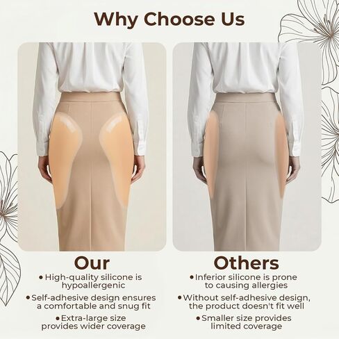 2 Pcs Self Adhesive Silicone Hip Pads, Big Silicone Hips and Buttocks Corrector, Realistic Thick Hip Dip Filler Enhancer for Women in Saudi Arabia