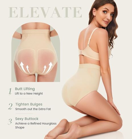 Tummy Control Underwear - High Waisted Body Shaper Panties Seamless Shapewear Compression Briefs for Women in Kuwait