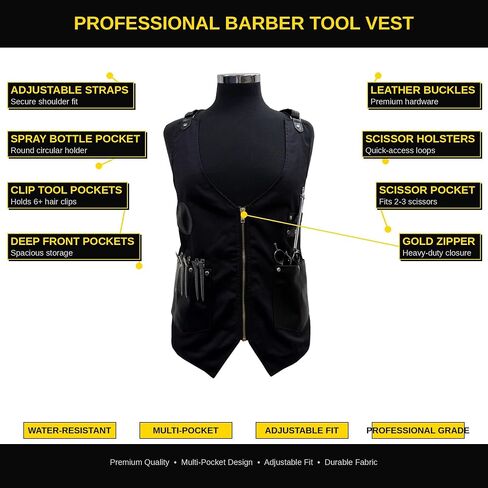 Women Barber Vest Professional Hair Stylist Apron – Adjustable Salon Work Vest with Multi Tool Pockets, Lightweight Hairdresser Barber Apron for Cosmetology & Salon Use in Saudi Arabia
