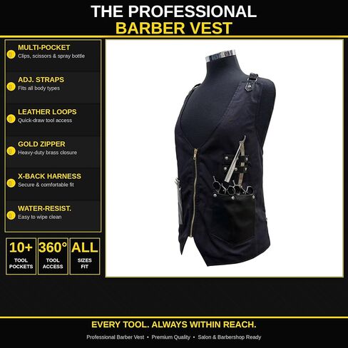 Women Barber Vest Professional Hair Stylist Apron – Adjustable Salon Work Vest with Multi Tool Pockets, Lightweight Hairdresser Barber Apron for Cosmetology & Salon Use in Saudi Arabia