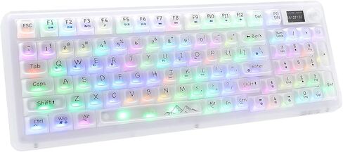 V99 Hot Swappable Transparent Mechanical Keyboard with OLED Display,98 Keys RGB Custom Gaming Gasket Structures with BT5.1/2.4G/USB-C for Windows/Mac,Pioneer V1 Satellite Axis in Kuwait