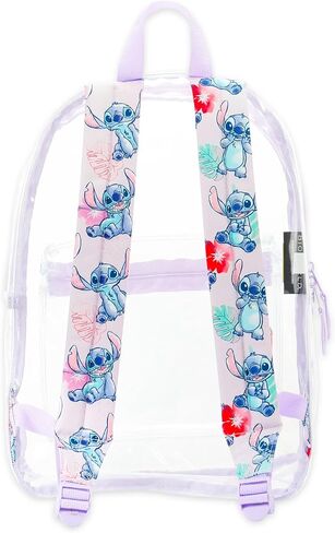Stitch Clear Mini Backpack - 13" Stitch Iconic Transparent Small Backpack with Front Pocket, Water Bottle, Stickers Bundle | Adjusts to Fit Teens, Adults, Women in Kuwait