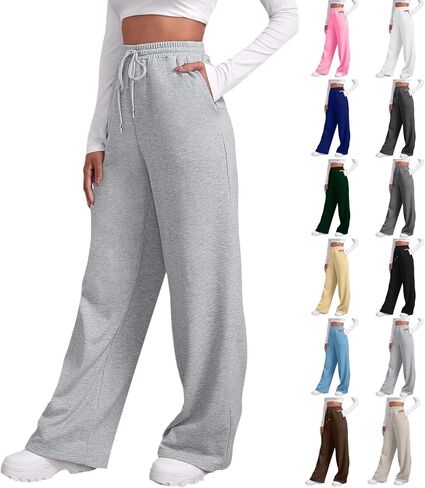 Baggy Sweatpants for Women Casual Wide Leg Drawstring High Waisted Lounge Athletic Sweat Track Pants with Pockets in Saudi Arabia