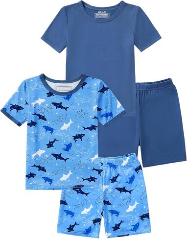Mikrdoo toddler Boys Pajamas summer 2 piece Viscose from Bamboo snug shorts pjs sets soft Breathable sleepwear size 2-8 Years in Kuwait