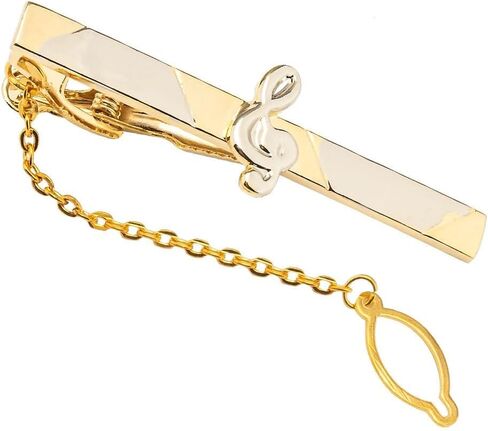 Men's Gold 3D Musical Instrument Tie Clip - Note Pattern Tie Clip, Comes with Gift Box, Suitable for Personal Use by Music Enthusiasts. in Saudi Arabia