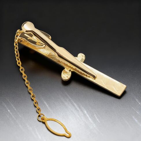 Men's Gold 3D Musical Instrument Tie Clip - Note Pattern Tie Clip, Comes with Gift Box, Suitable for Personal Use by Music Enthusiasts. in Saudi Arabia