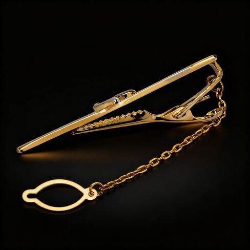 Men's Gold 3D Musical Instrument Tie Clip - Note Pattern Tie Clip, Comes with Gift Box, Suitable for Personal Use by Music Enthusiasts. in Saudi Arabia