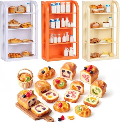 3Pcs Miniature Supermarket Shelves 4 Layers Shelf Display Rack Furniture Mode Dollhouse Bookshelf Doll House Store Storage Bookshelf Accessories for Displaying Mini Books Cosplay Party in Saudi Arabia