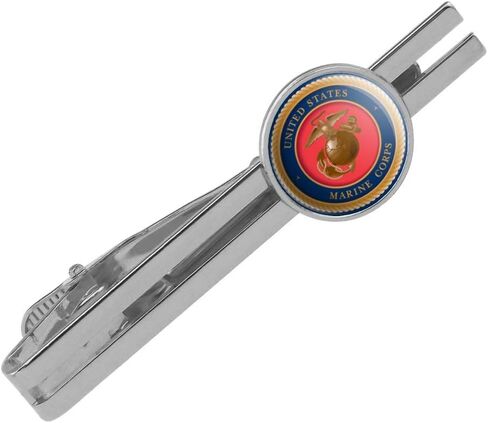 GRAPHICS & MORE Marine Corps USMC Emblem Officially Licensed Round Tie Bar Clip Clasp Tack Silver Color Plated in Kuwait