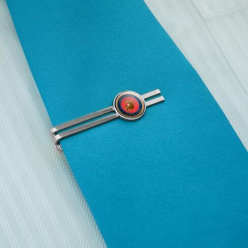 GRAPHICS & MORE Marine Corps USMC Emblem Officially Licensed Round Tie Bar Clip Clasp Tack Silver Color Plated in Kuwait