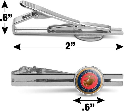 GRAPHICS & MORE Marine Corps USMC Emblem Officially Licensed Round Tie Bar Clip Clasp Tack Silver Color Plated in Kuwait